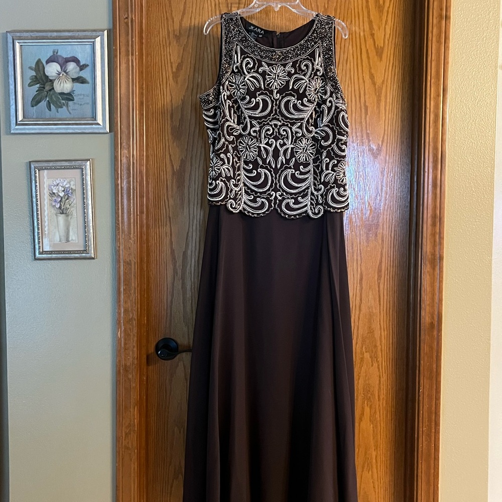 Brown Halter Maxi Gown for Prom